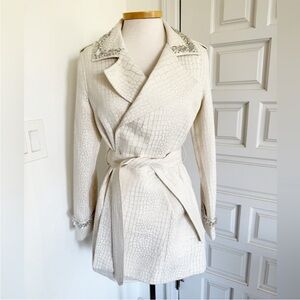 The Collective Works of Berek 2 Cream Silver Sparkly Metallic Coat Jacket Medium